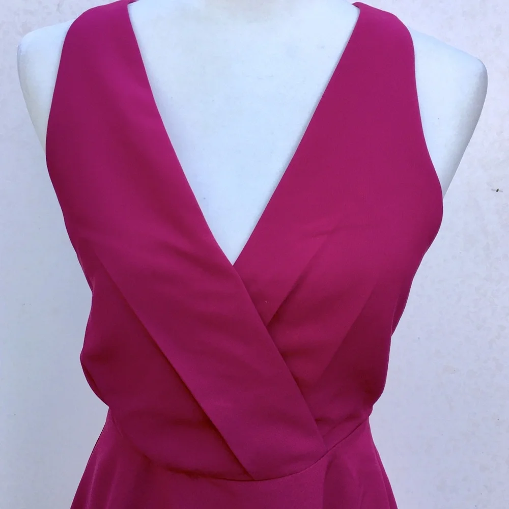 ADELYN RAE FUCSHIA CUTOUT SKATER DRESS